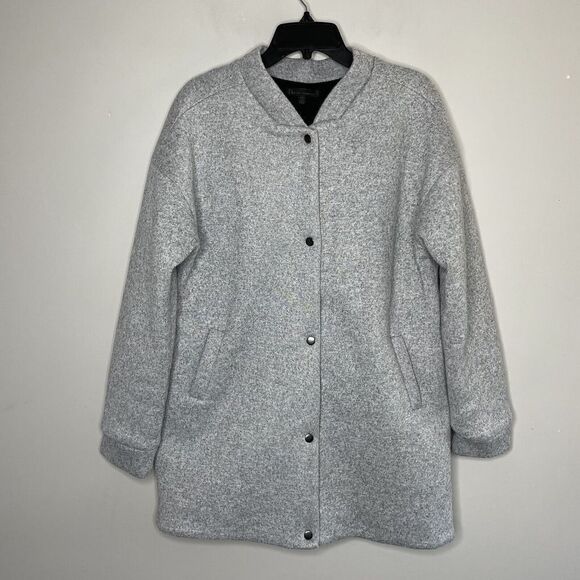 LUCCA Couture Jacket Womens Large L Snap Front Mid Length Sweatshirt Gray - Picture 1 of 9